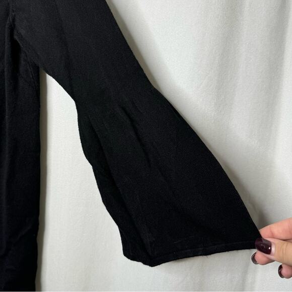 JOSEPH A. / black bell sleeve scoop neck sweater / S - Picture 3 of 7